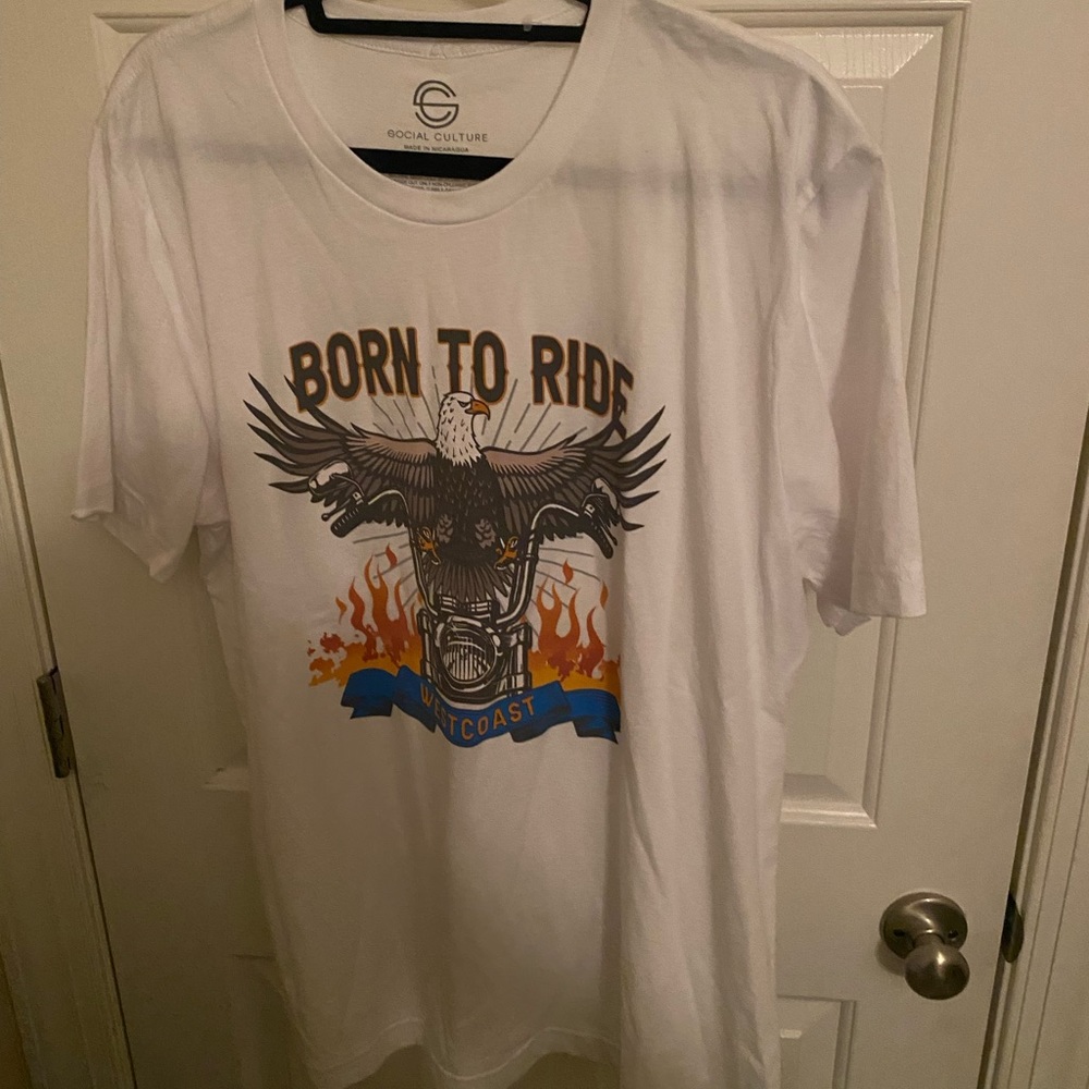 Born to Ride EAGLE Motorbike Motorcycle Biker Westcoast Womens Cotton TShirt XL